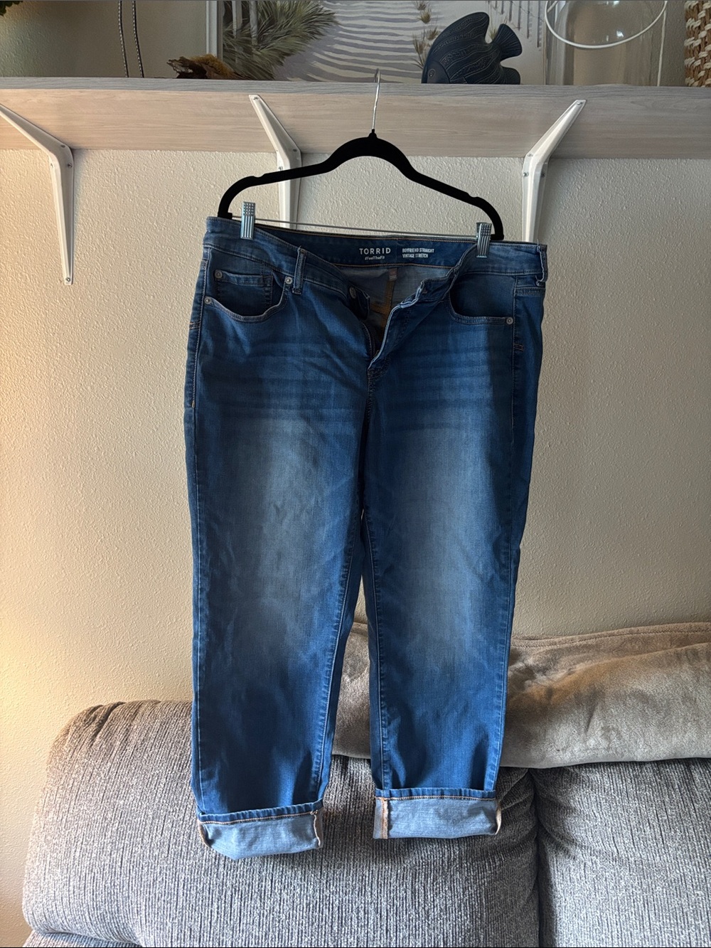 torrid Dark Blue Wash Boyfriend Jeans - Curvy Fit